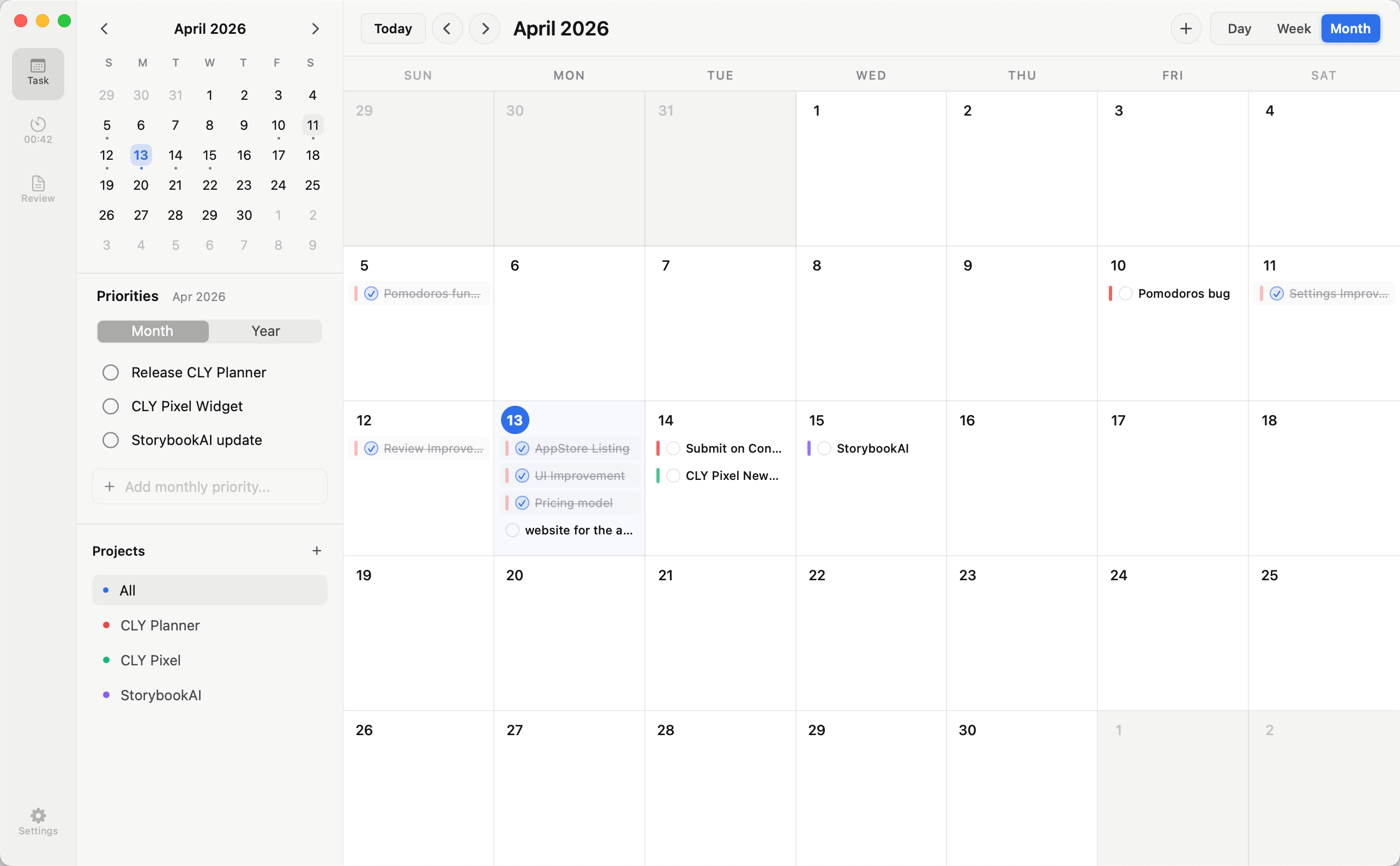 Cly Planner - Monthly Calendar